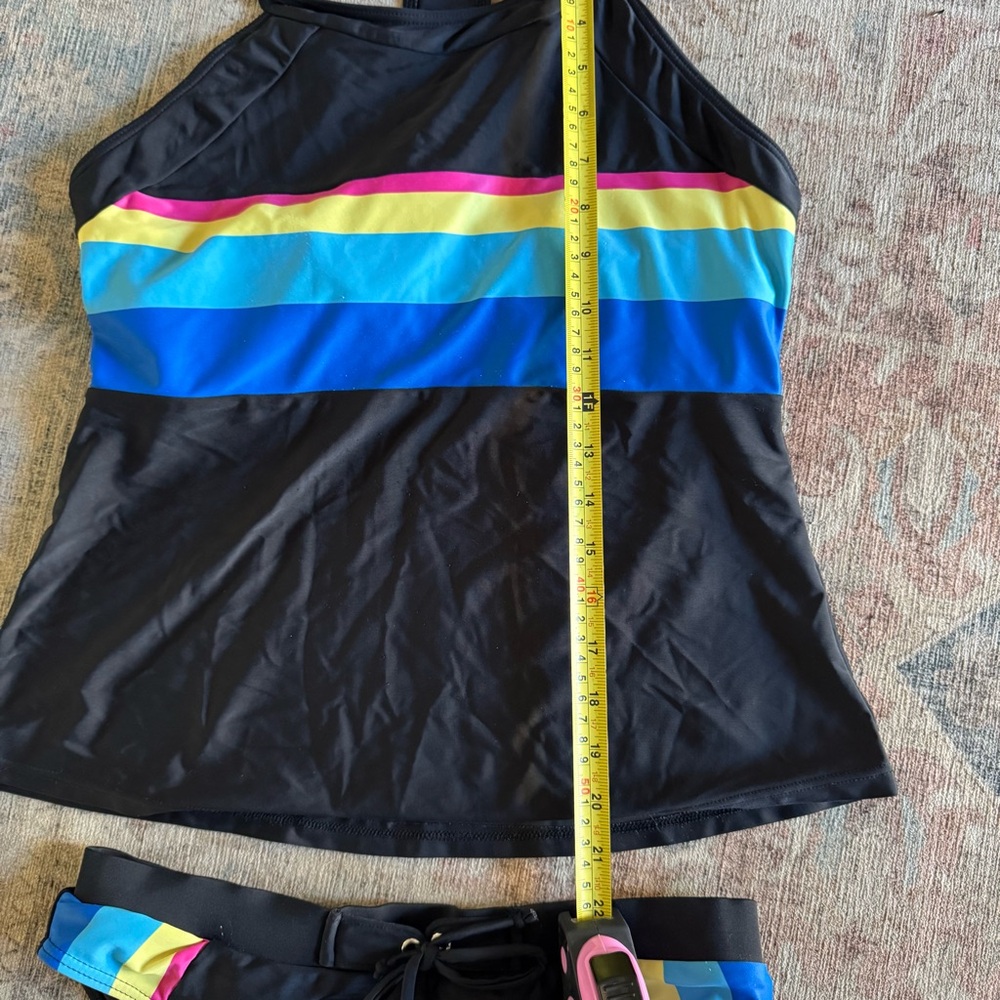 Rainbow Retro Sporty Swimsuit 2 Piece Surfing Tankini Sporty Medium Athleisure - Picture 14 of 16